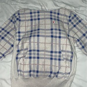 Champion blue/white plaid hoodie